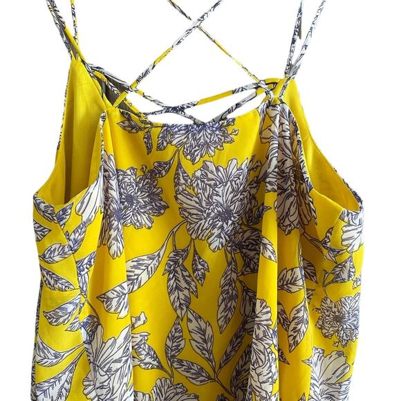 Japna Yellow Floral Spaghetti Strap Flowy Tank Top Medium - Picture 4 of 6